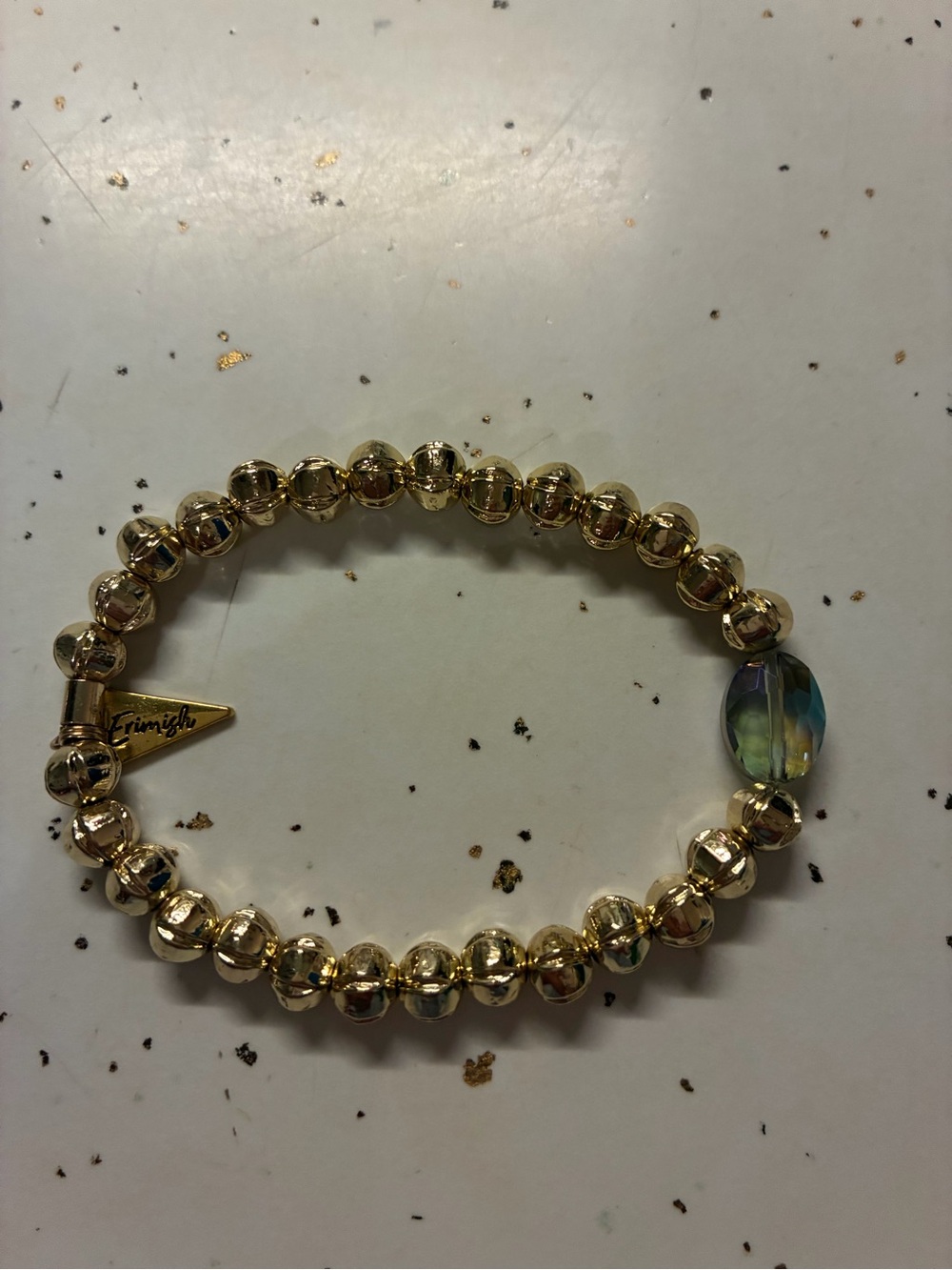 Erimish Gold Beaded Bracelet with Iridescent Accent Bead